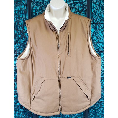NWT LEE WORKWEAR MENS FULL ZIP CANVAS VEST SHERPA LINED XXL BROWN #LM32VT 688