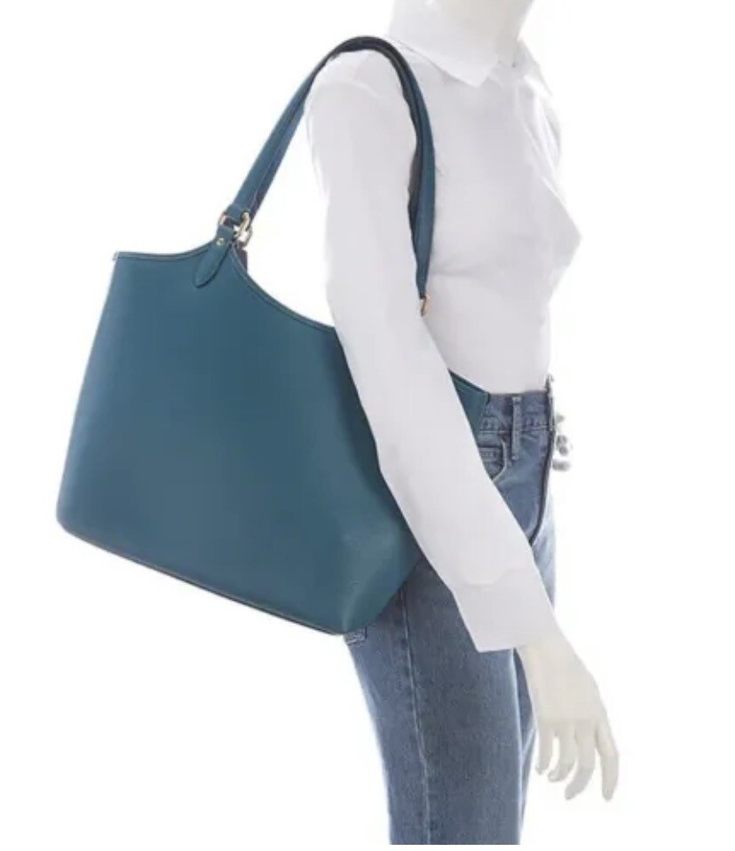 Coach C6337 Pebble Leather Day Tote True Blue Removable Zip Pouch