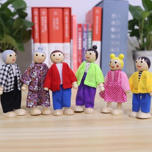 6PC Dollhouse Miniatures Cute Meatball Head Ragdoll Family Member Set 1:12 Scale - Picture 3 of 6