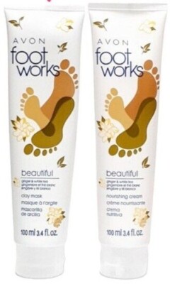 Avon Foot Works Beautiful Ginger & White Tea Clay Mask  + Nourishing Cream