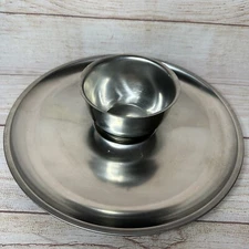 Vintage Selandia Chip Dip Stainless Steel Denmark MCM Appetizer Charcuterie Tray