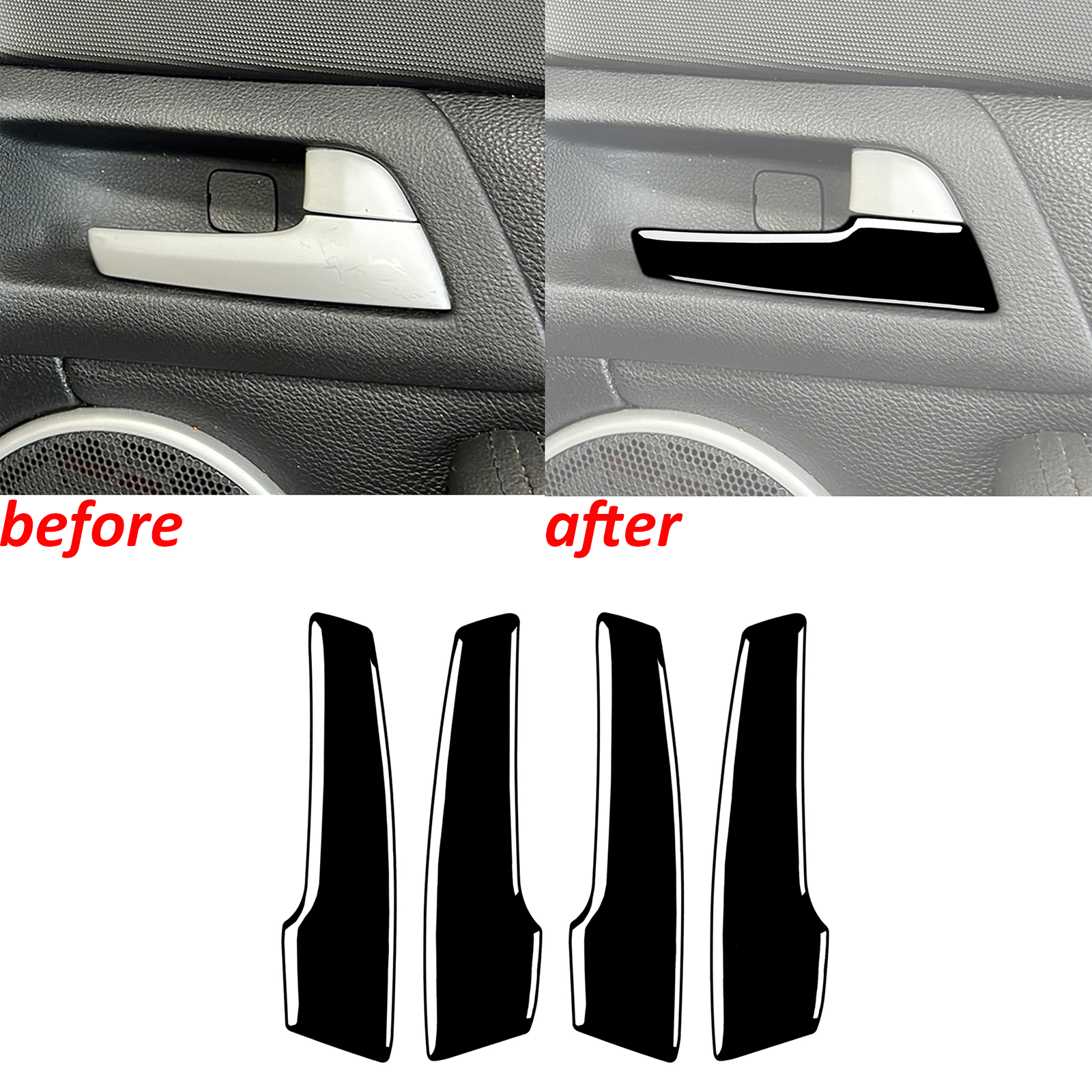 4Pcs Glossy Piano Black Interior Door Handle Panel Trim For Pontiac G8 2008-2009