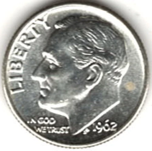 1962 ROOSEVELT DIME in BRILLIANT UNCIRCULATED CONDITION stk 62-193