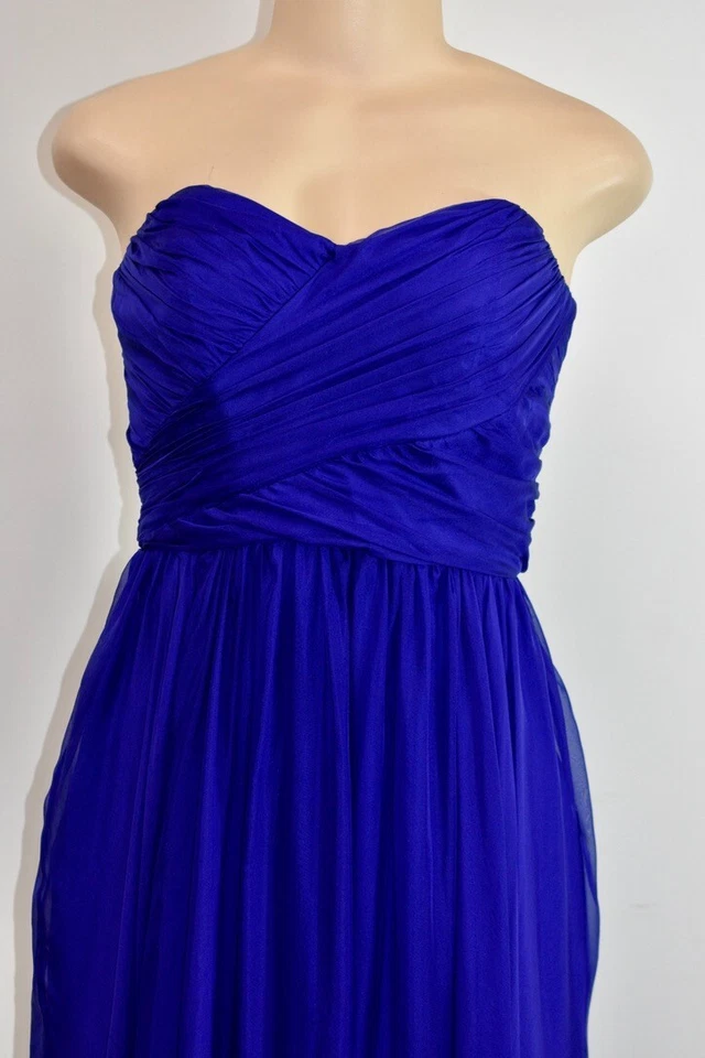 Vestido de noite longo BADGLEY MISCHKA azul seda chiffon tamanho 42EUA à venda - Imagem 4 de 4