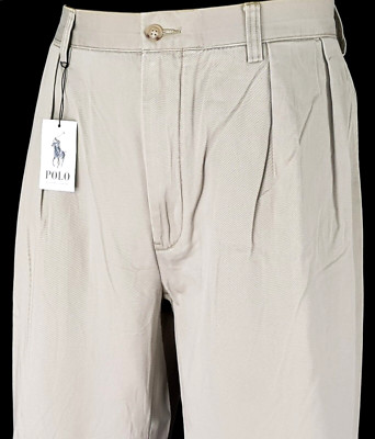 POLO RALPH LAUREN Herren Stone CHINO HOSE Classic Fit Plissee - W36 L31 -129£