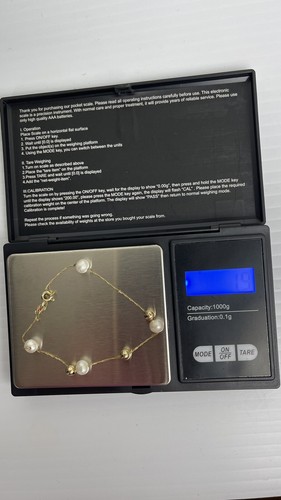 "Brazalete de cadena de perlas de agua dulce RCI 585 de oro 14K 8,5"" L 1,9 g LEER por favor" - Imagen 16 de 17