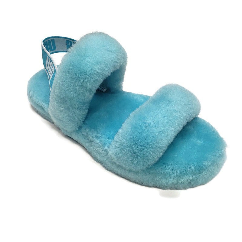 Ugg Kids Ugg Slides Light Blue UGG Sz Ages 6-10 Oh Yea Fluff Slide