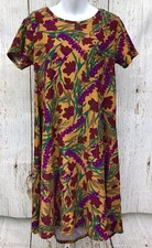 LuLaRoe (Sz XS) Carly Dress "Fall Floral Colors" Womens High Low Hem NWOT