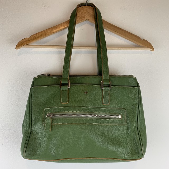 Etienne Aigner Green Pebble Leather Shoulder Bag Purse eBay