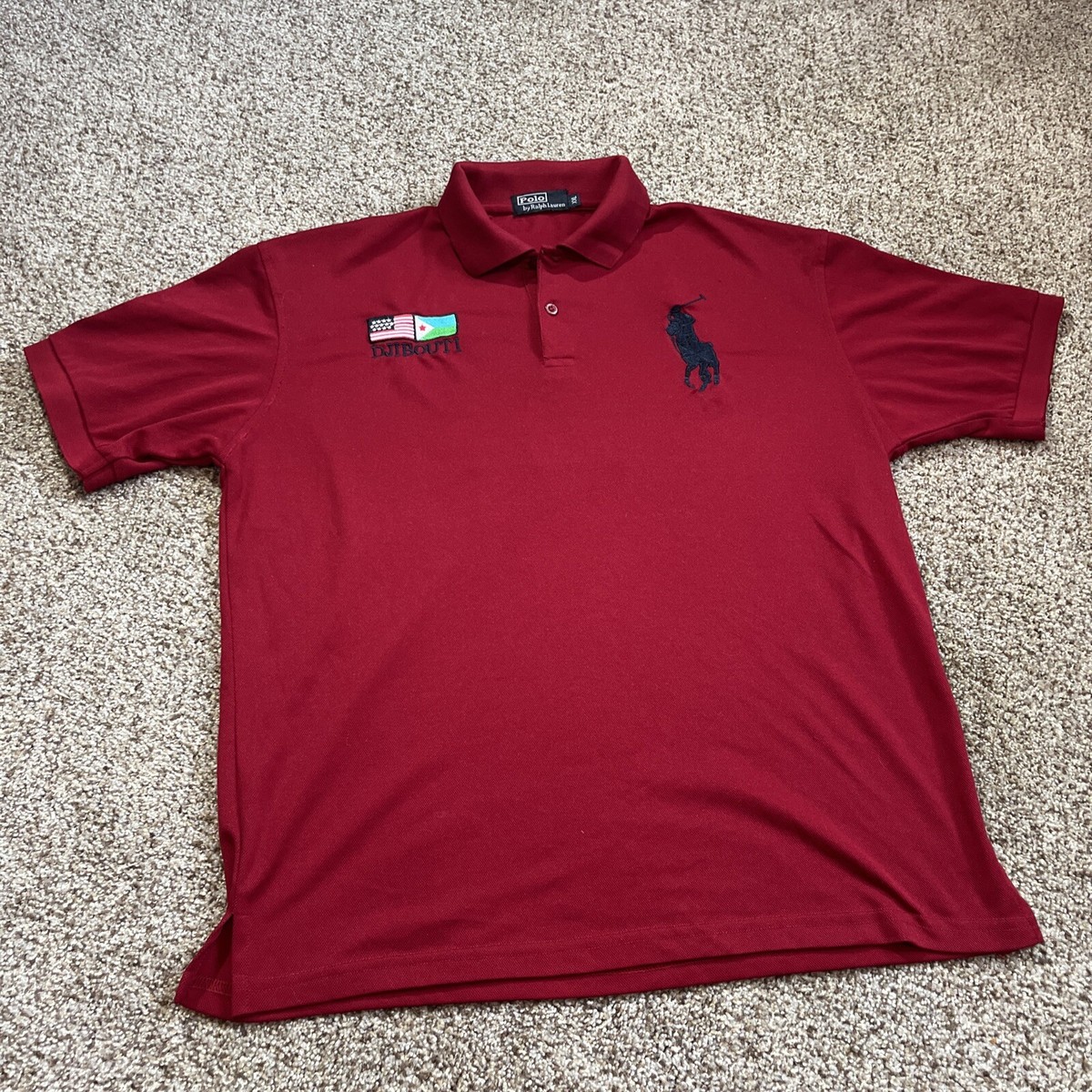 Ralph Lauren Djibouti Mens Polo T-Shirt Red Size XXLarge Rugby #3
