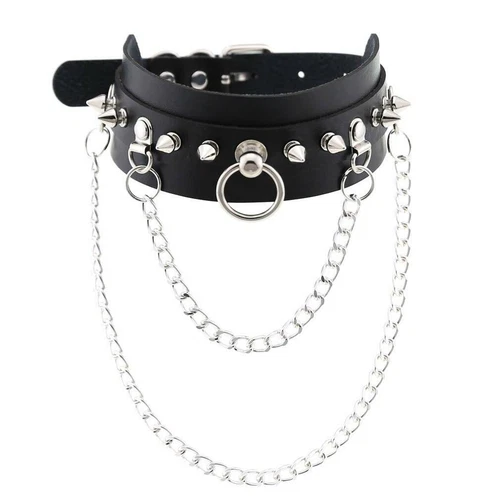 Women Pu Leather Choker Necklace O Ring Neck Collar Chain Gothic Punk Studded - Picture 43 of 49