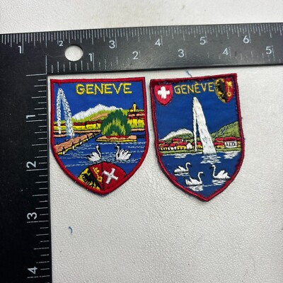 Vtg Lot 2 Versions LAKE GENEVA GENEVE Switzerland Patch Lot (Travel~Tourism)19U4