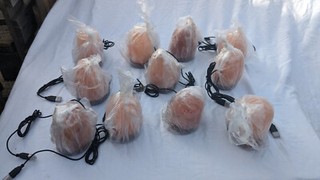 11 new natural chunk usb salt lamps on wooden bases UE060923H