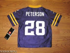 MINNESOTA VIKINGS #28 PETERSON~TODDLER JERSEY SHIRT~12M~18M~2T~NWT