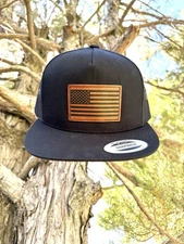 Durable American Flag Leather Patch Hat - Classic Trucker Cap for All Seasons