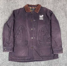 Vintage Lands End Jacket L Faded Barn Coat Lined Corduroy Collar Liberty Hall
