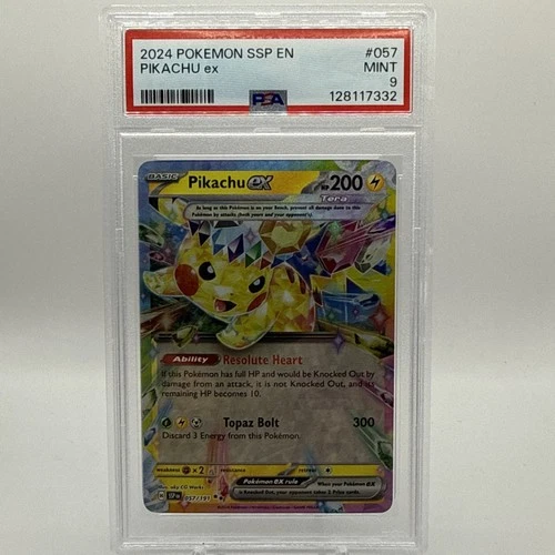 2024 Pokemon Ssp En-Surging Sparks #057 Pikachu Ex PSA 9