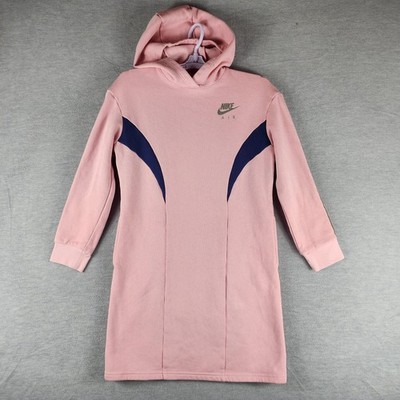 nike long sleeve sweatshirt dress Nike Kids' Air Fleece Dress in Pink Glaze/Midnight Navy at Nordstrom