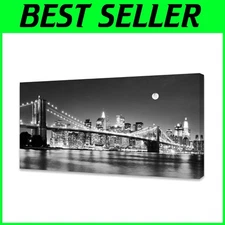Brooklyn Bridge Moon Night Canvas Print