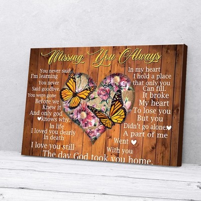 Missing You Always The Day God Took You Home Butterfly Matte Poster Wall Art