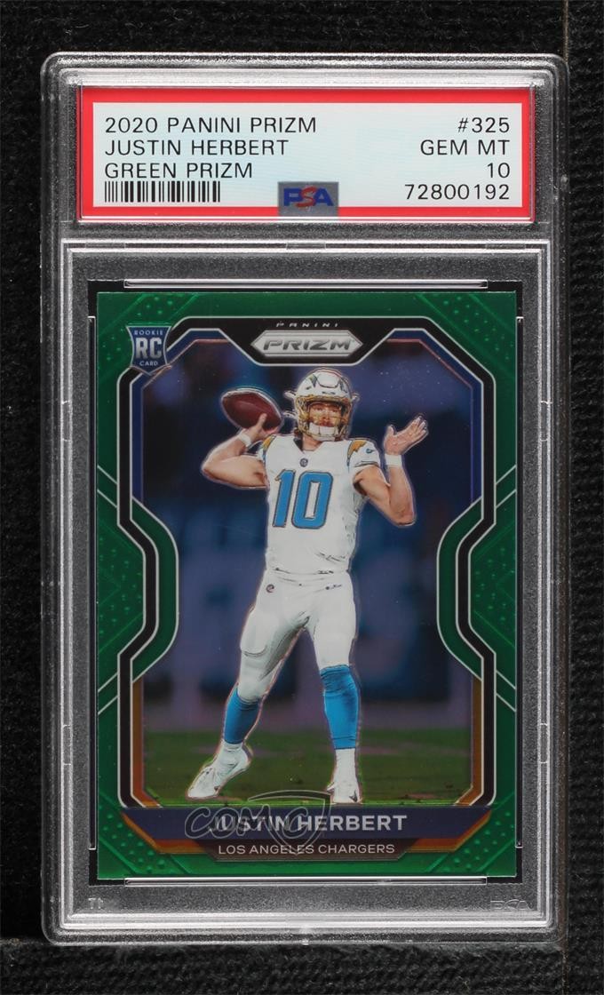 2020 Panini Prizm Green Justin Herbert #325 PSA 10 GEM MT Rookie RC