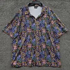 Sunday Swagger Golf Polo Shirt Men's 3XL Neon Lights Lucky Casino Night Cards