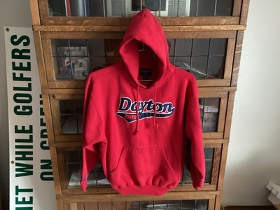 VTG Dayton Flyers JANSPORT Red PATCHED SCRIPT SPELL OUT Hoodie SZ M - Cool