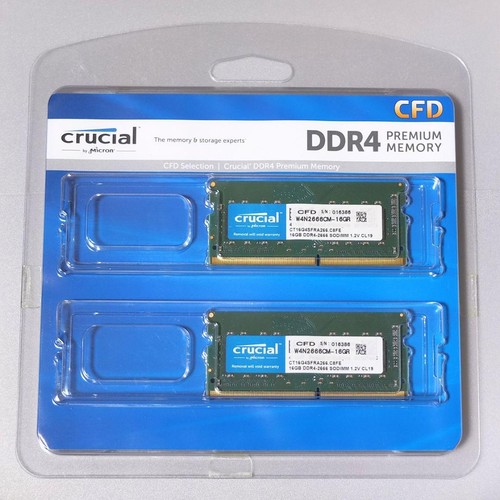 Crucial 32GB (16GBx2) DDR4-2666 Notebook RAM PC4-21300 Speichermodule ungeöffnet