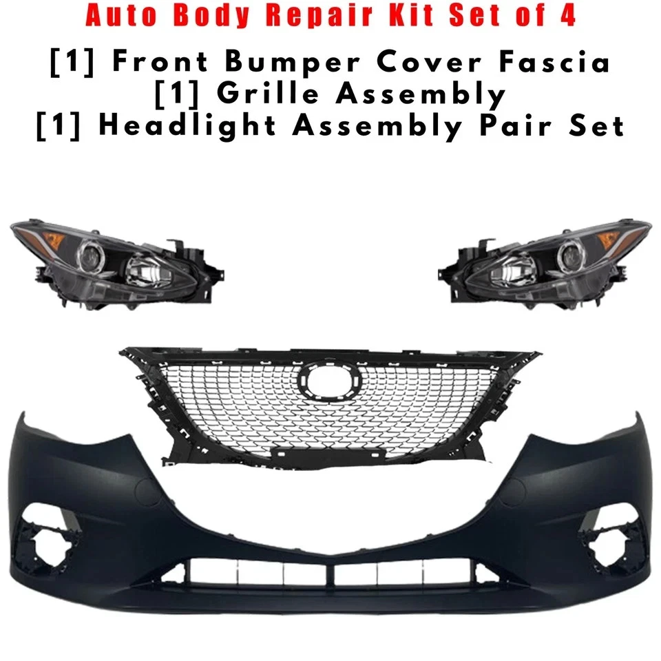 Kit de montaje de cubierta de parachoques delantero fascia y rejilla para Mazda 3 Sport 2014-2016 Foto 2 de 4