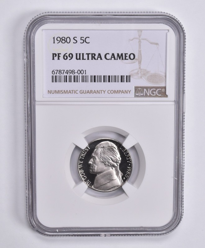 1980-S Jefferson Nickel PF69 UCam NGC Brown Lbl *7954