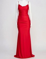 B. Darlin Juniors' Women's Red Shirred Cowlneck Sleeveless Gown Dress Size 7-8