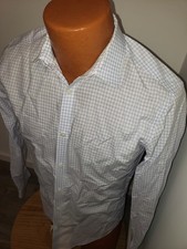  Small Mens Calvin Klein Dress Shirt Blue Plaid Checked SLIM Fit Non Iron