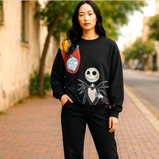 Disney Jack  Sally Nightmare Before Christmas Sweatshirt Black Large