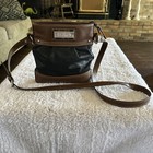 CHAPS Black/brown Leather Crossbody Bag