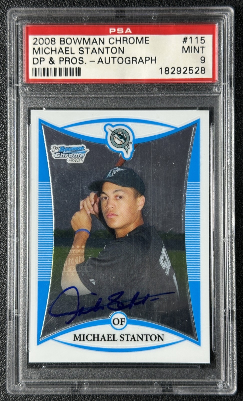 MICHAEL GIANCARLO STANTON PSA 9 2008 BOWMAN CHROME DRAFT #BDPP115 1ST RC AUTO 28