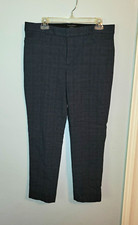 Banana Republic Women  s Blue/Gray Plaid Straight Leg Flat Front Dress Pants, 12