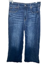 American Eagle Baggy Wide Leg Jeans Super High Rise Dark Wash Denim 6 Short