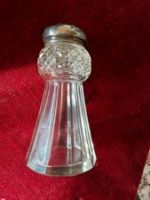 Antik Englischer Zuckerstreuer aus Glas & Sterling Silber