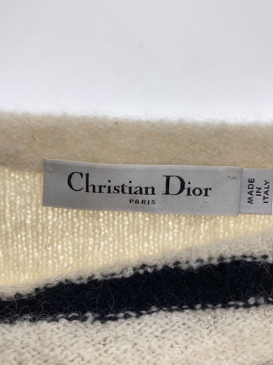 Christian Dior◆バタフライモチーフ マリン セーター/34/カシミア/WHT/ボーダー/414S29CM412 Christian Dior 414S29CM412 knitted sweater butterfly motif