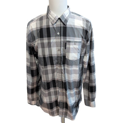 Ecko Unltd Shirt XL Kariert Grau Schwarz Weiß Tasche Langarm