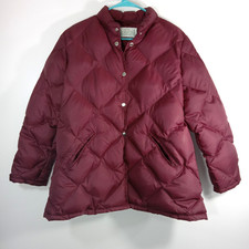 Vintage 70s/80s Duck Down Puffer Coat Womens Maroon/Burgundy Sz A6