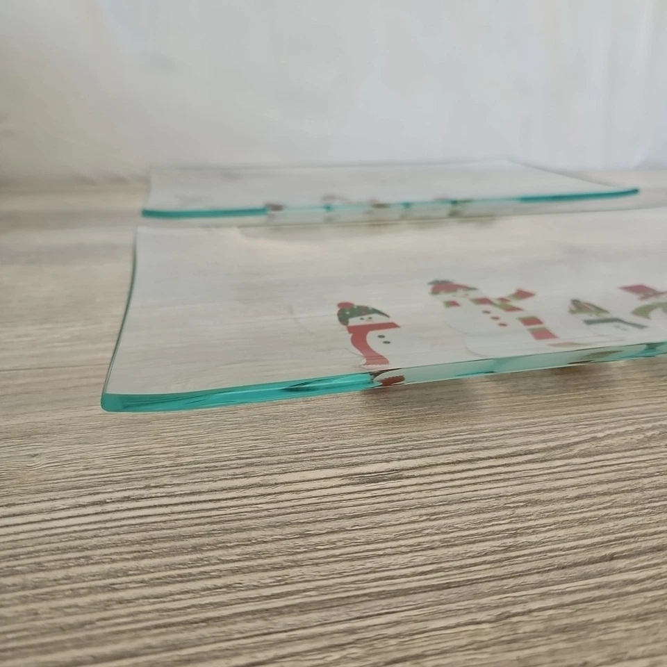 Juego de 2 platos de Navidad rectangulares The Pampered Chef muñecos de nieve 2821 Foto 4 de 4