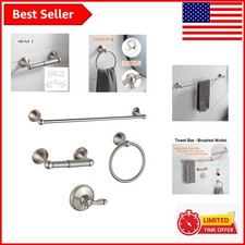 Elegant 4-Piece Brushed Nickel Bathroom Hardware Set with Adjustable Towel Bar