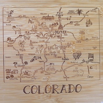 Greetings from Colorado TOTALLY BAMBOO Slice of Life Cutting Board  11'' x 8.75''