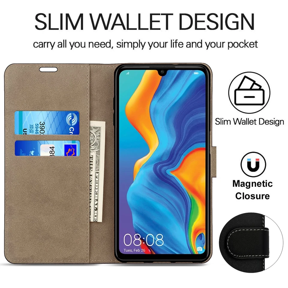 Case for Huawei P20 P30 P40 Pro Lite P9 Leather Magnetic Flip Wallet Stand Cover - Image 4 of 4