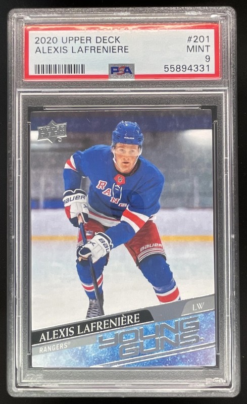 2020-21 Upper Deck #201 Alexis Lafreniere Young Guns RC VAR PSA 9