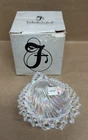 Fenton Clear Opalescent Carnival Glass Iridescent Shell Dish w Box
