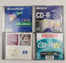 Lot 4 Sealed Blank CD-R CD-RW Maxell Fujifilm Memorex 80m 700mb HP 74m 650mb