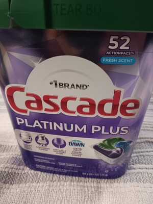 Cascade Platinum Plus Dishwasher Detergent Pods, Fresh 52 Count