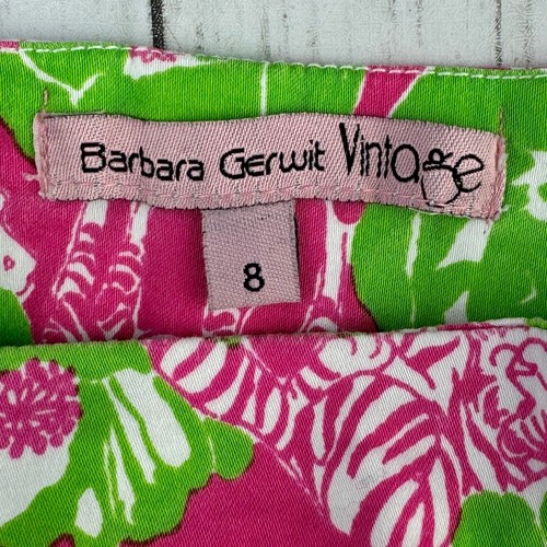 Barbara Gerwit Vintage Pink/Green Embroidered Tropical Resortwear Skirt Size 8 - Picture 5 of 10
